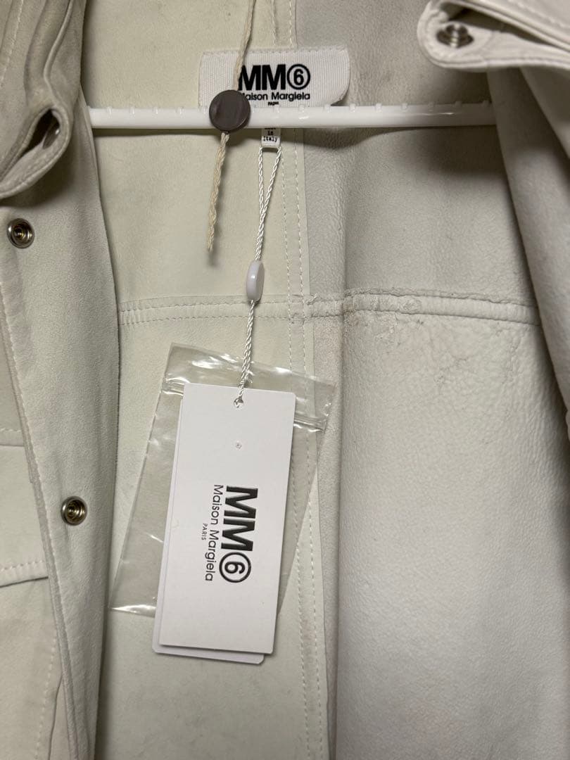 メゾンマルジェラ MM6 ホワイト 2トーン　レザージャケット