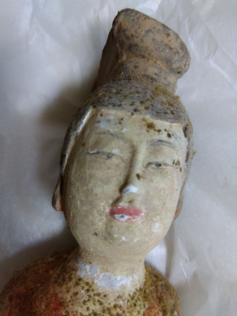 中国古代 加彩婦人俑　中国古美術