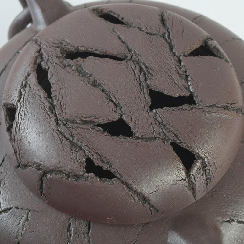 常滑焼　小西洋平作　切練込　香炉　透かし蓋　共箱　V　9623