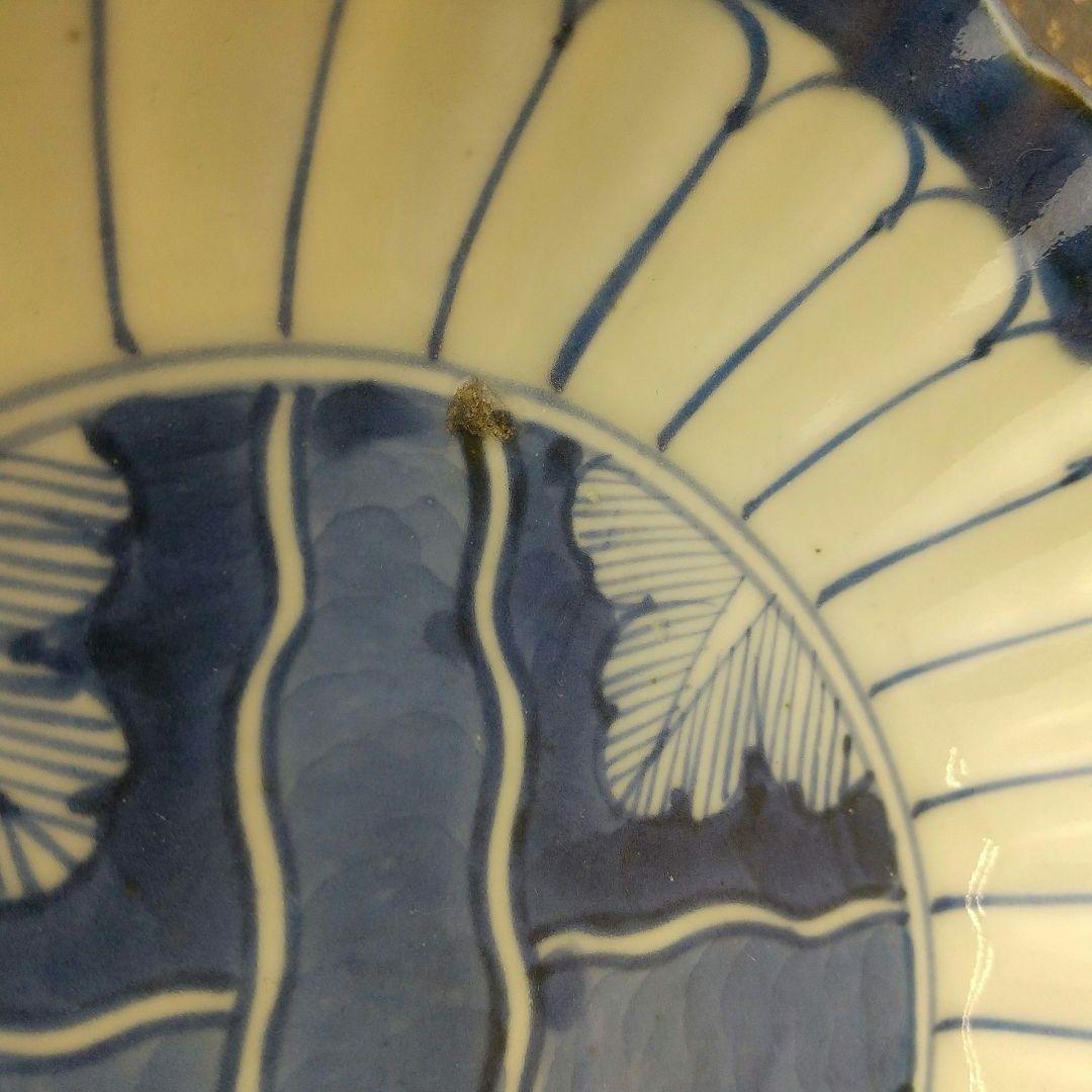 染付　菊割　クルス文なます皿