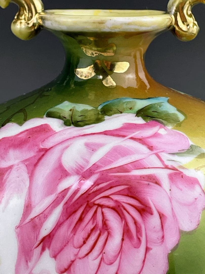 オールドノリタケ 22.1㎝ 薔薇文花瓶 金彩 バラ図　ばら 金彩 花器 花瓶