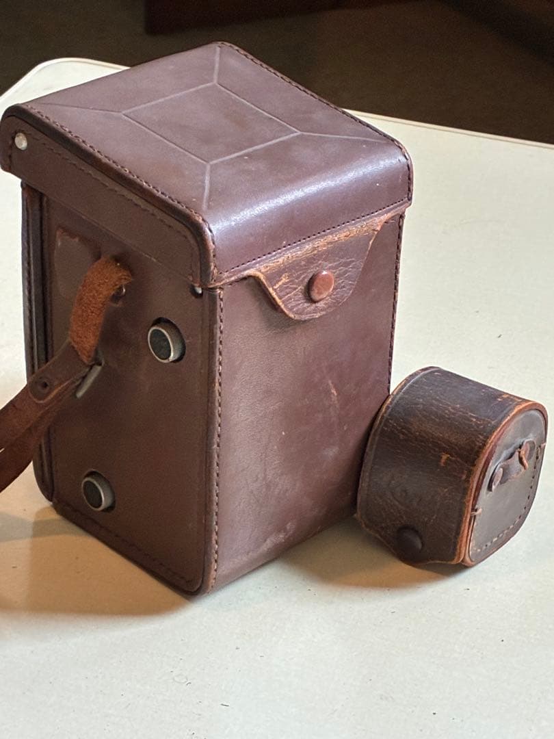 Minoltaflex 二眼レフカメラ レザーケース、レザーレンズケース付属