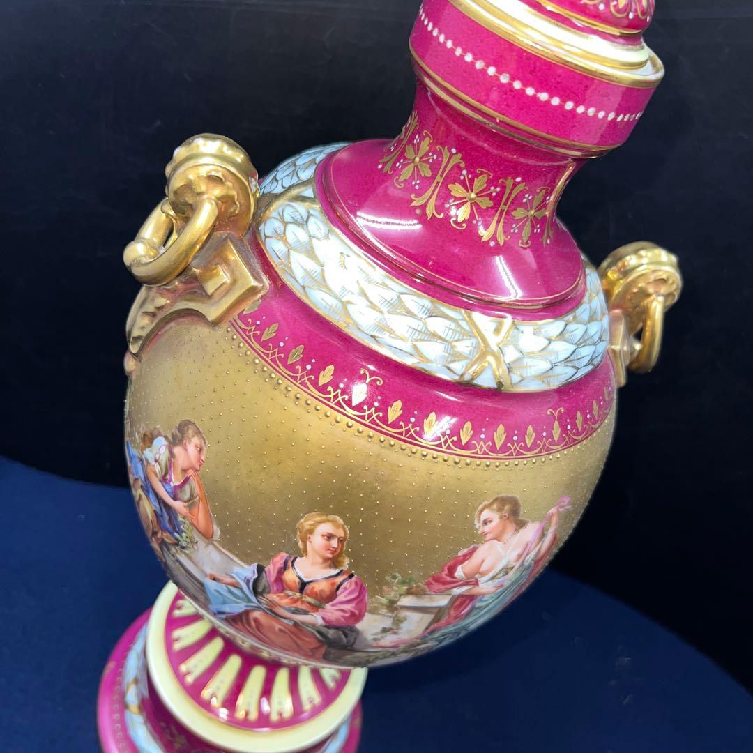 ロイヤルヴィエナ　手描総金彩フラワーベース　高さ約48㎝　東Y7-0822⭐︎2F