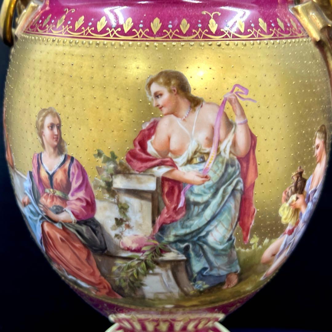 ロイヤルヴィエナ　手描総金彩フラワーベース　高さ約48㎝　東Y7-0822⭐︎2F