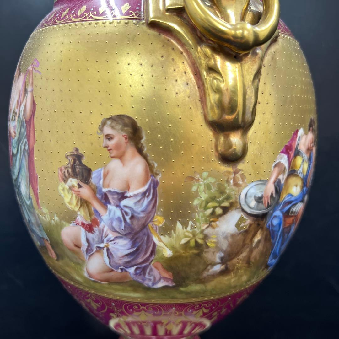 ロイヤルヴィエナ　手描総金彩フラワーベース　高さ約48㎝　東Y7-0822⭐︎2F