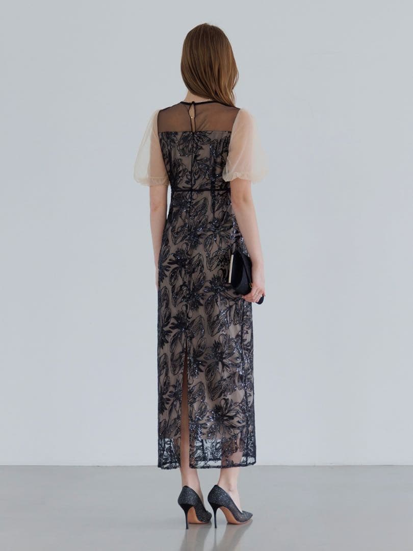 アシンメトリーシアーフラワーワンピースドレス結婚式パーティー成人式二次会デート