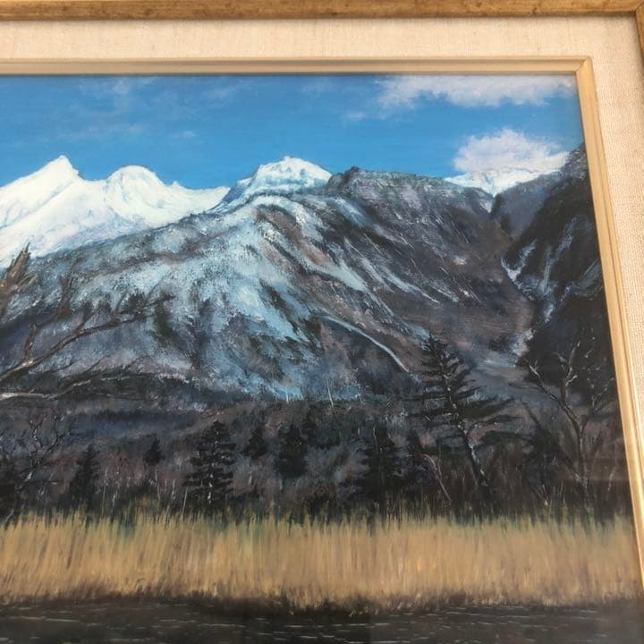 北海道網走市の洋画家 小林清光 油絵 真作肉筆画 『知床硫黄山五湖から』F6号