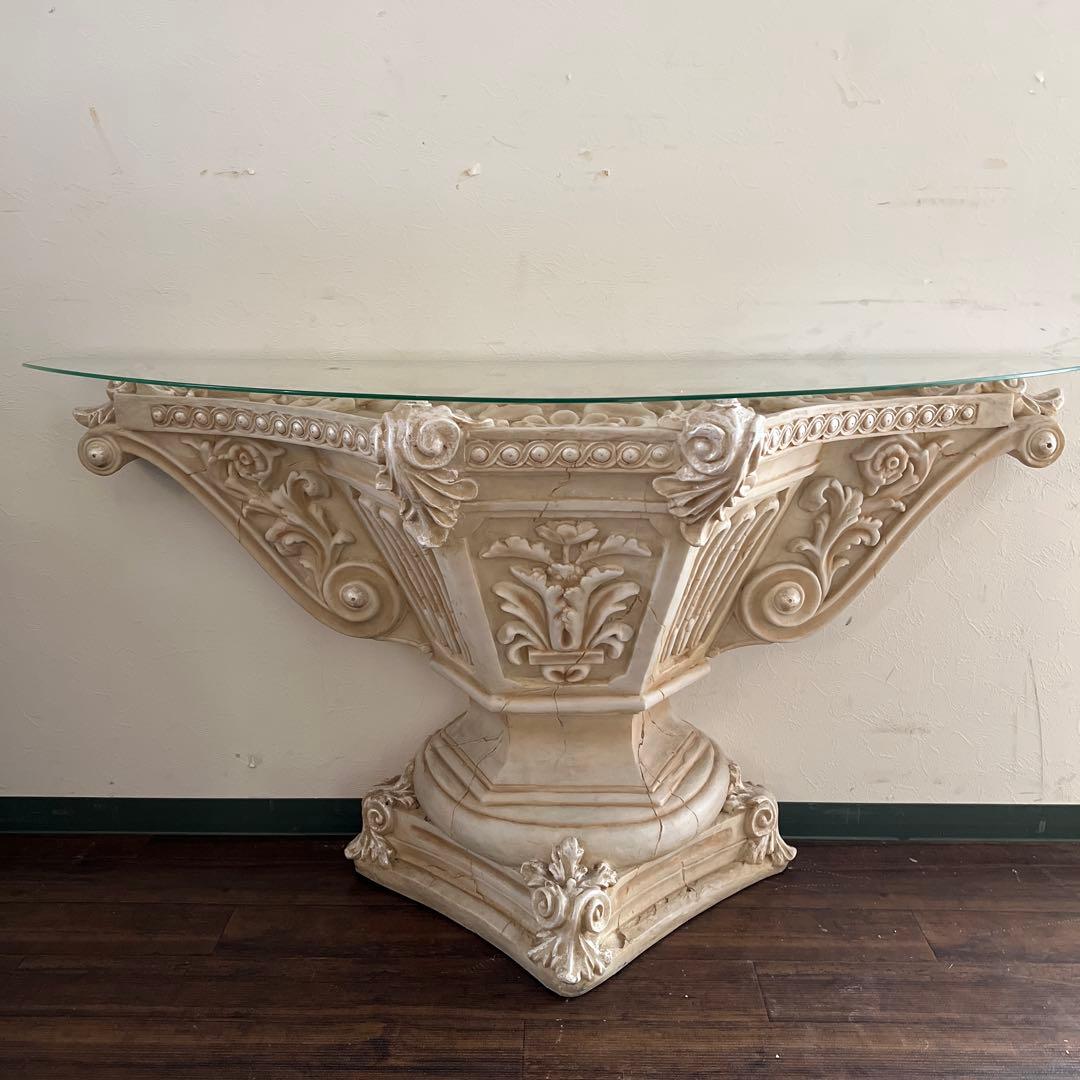 k512r122 まるで宮殿のようなコンソールテーブル ガーデンコラム風 ガラス