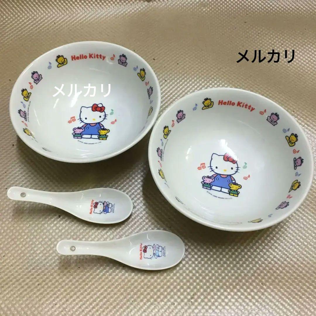 0742 ハローキティ Hello Kitty ラーメン どんぶり レンゲ 2客
