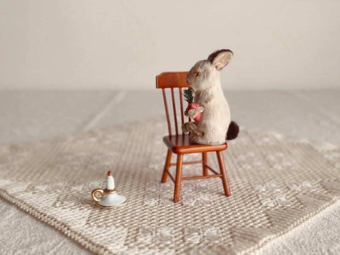 *vintage rabbit ❀ ダークグレーのお耳と尻尾 可愛い ウサちゃん