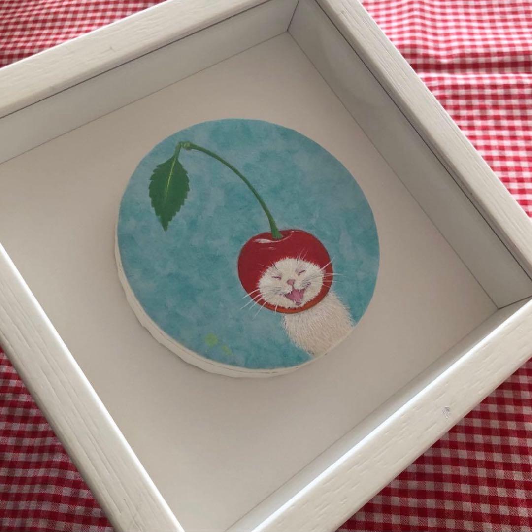 伊藤清子　絵画　さくらんぼ　猫