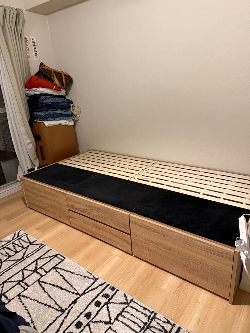 ひか⭐︎美品ニトリベッド シングルヘッドレスチェストベッドフレーム