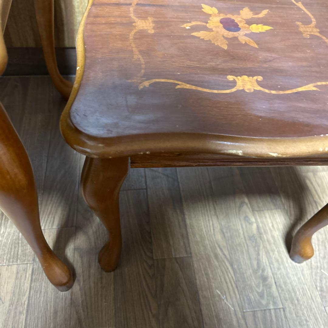 イタリア 象嵌 猫足　アンティーク ネストテーブル　　　　 3セット