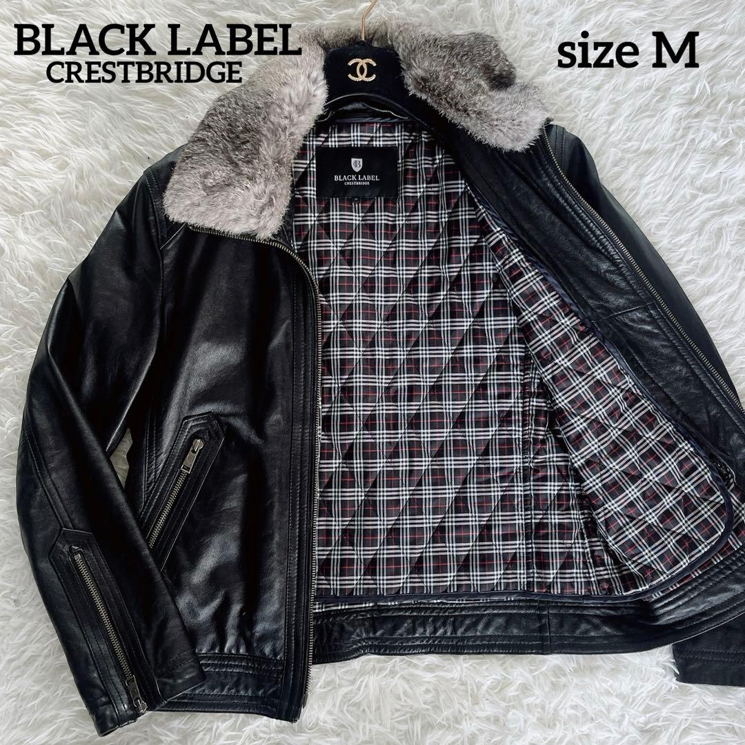 【BLACKLABEL CRESTBRIDGE】ライダースジャケット 羊革 黒M