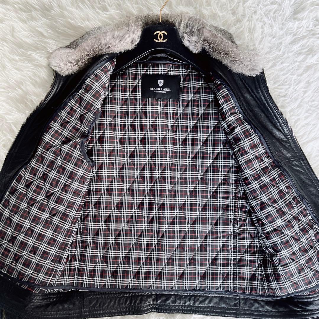 【BLACKLABEL CRESTBRIDGE】ライダースジャケット 羊革 黒M
