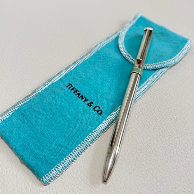 美品★ティファニー シルバー925 純銀製 ボールペン インク無 ブルーの帯！