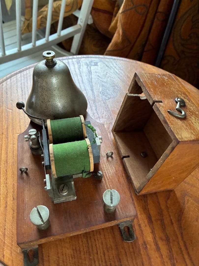 フランス　アンティーク　壁掛け式　電話機用　ベル　木製　呼び鈴　Bell レア