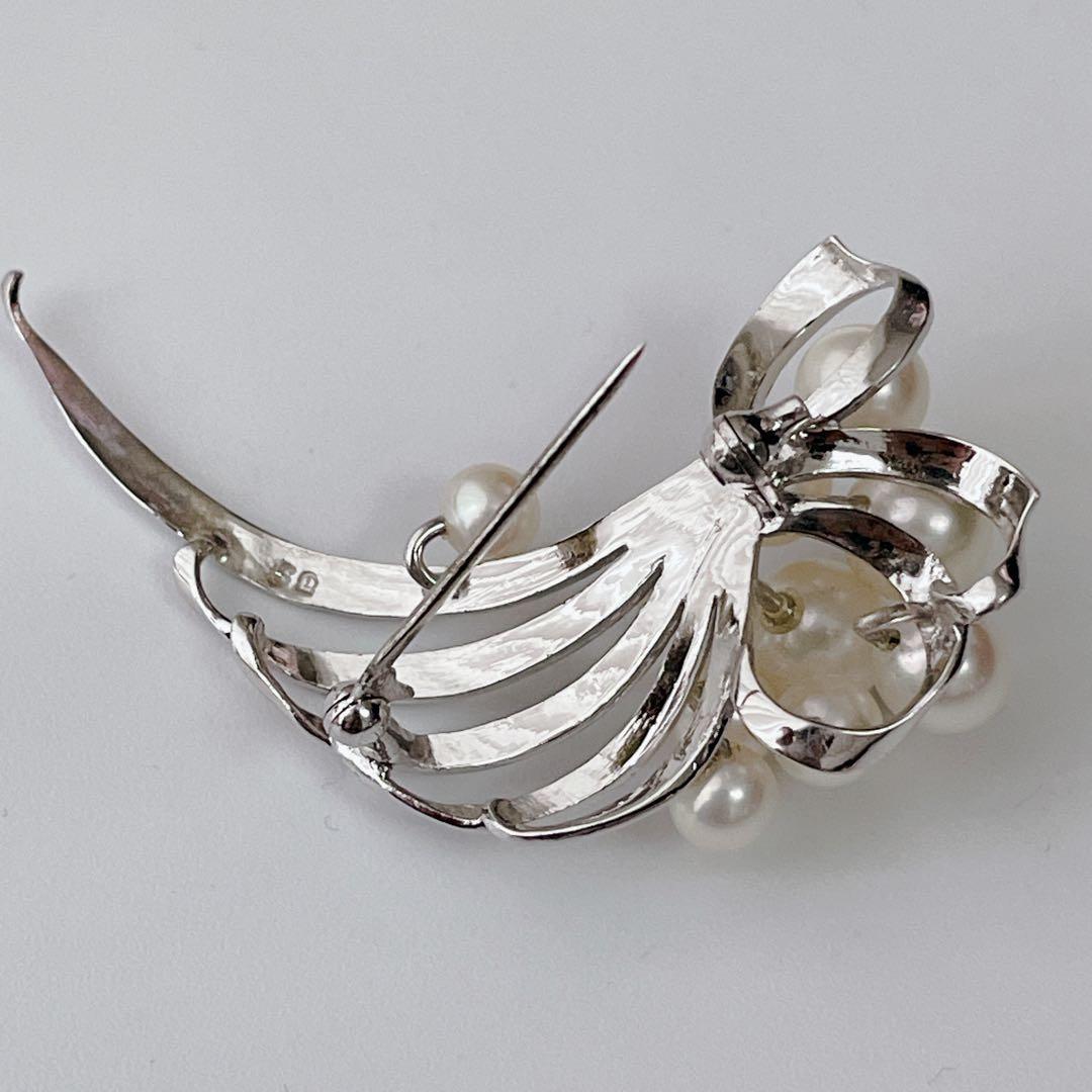 高級✨タサキ あこや真珠 ブローチ パール10粒 シルバー ロゴ刻印 冠婚葬祭