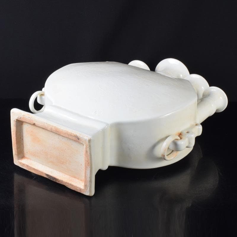 中国　大明宣徳年製　白磁　遊環　雲龍鳳凰文瓶　多口瓶　M　7311A