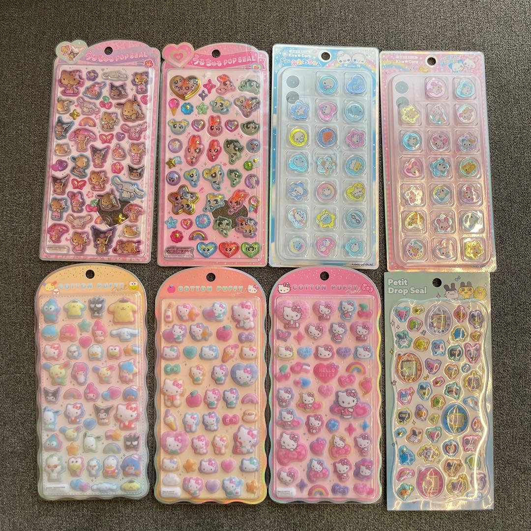 【正規品】うるちゅる　おはじき　コットンパフィ　プチドロ　シール８点セット