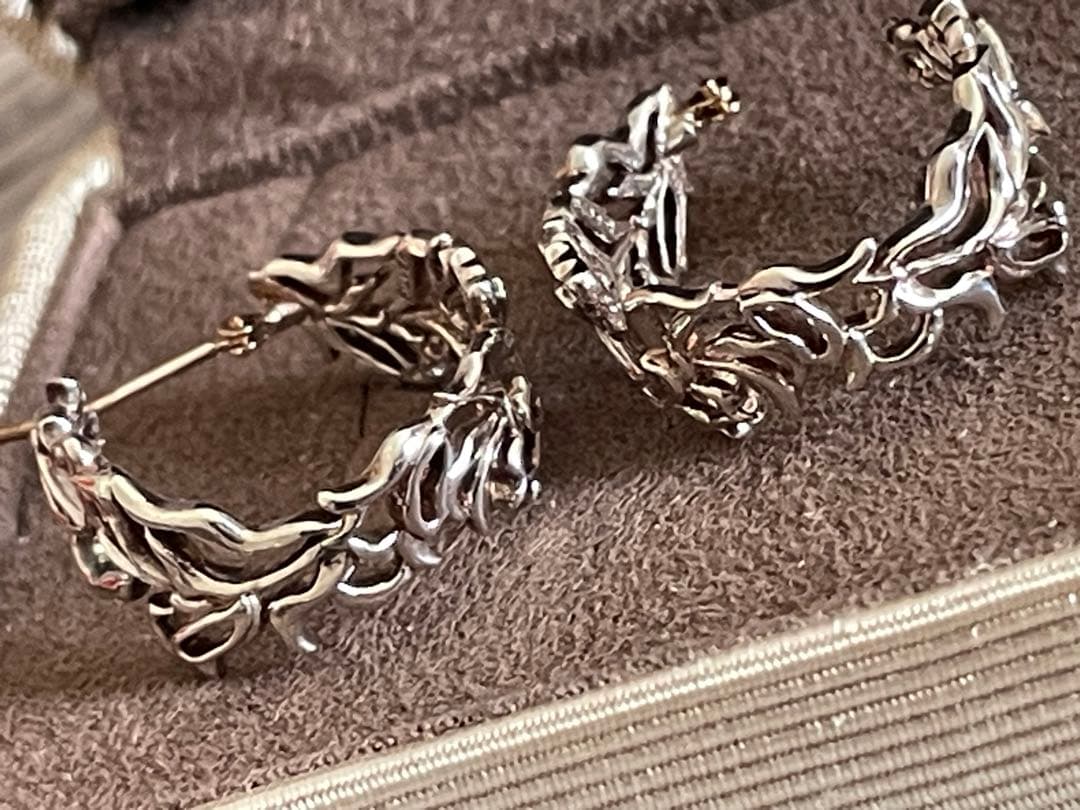 agete K10 本体SV 透かしピアス 完売品