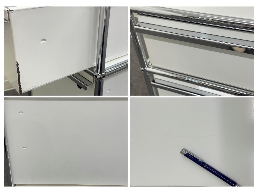 正規品■USMハラー■ロールボーイ　デスクワゴン　2段　鍵なし　ホワイト　白