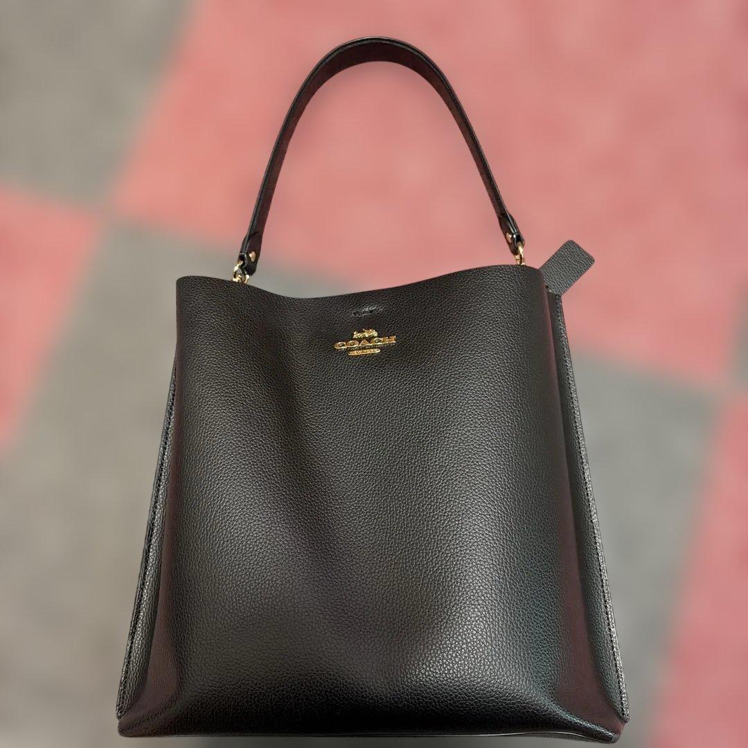 coach黒レザーショルダーバッグ