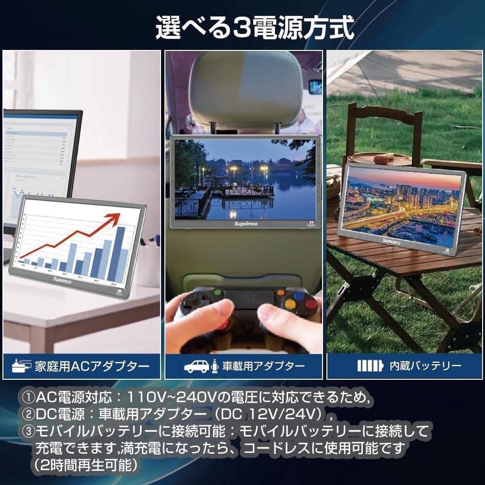ポータブルテレビ 14インチ, HDMI USB端子搭載 3WAY設置