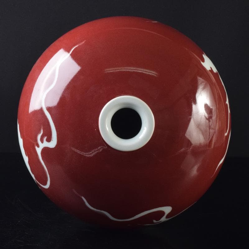 中国　缸豆紅釉　龍文瓶　梅瓶　M　7313A