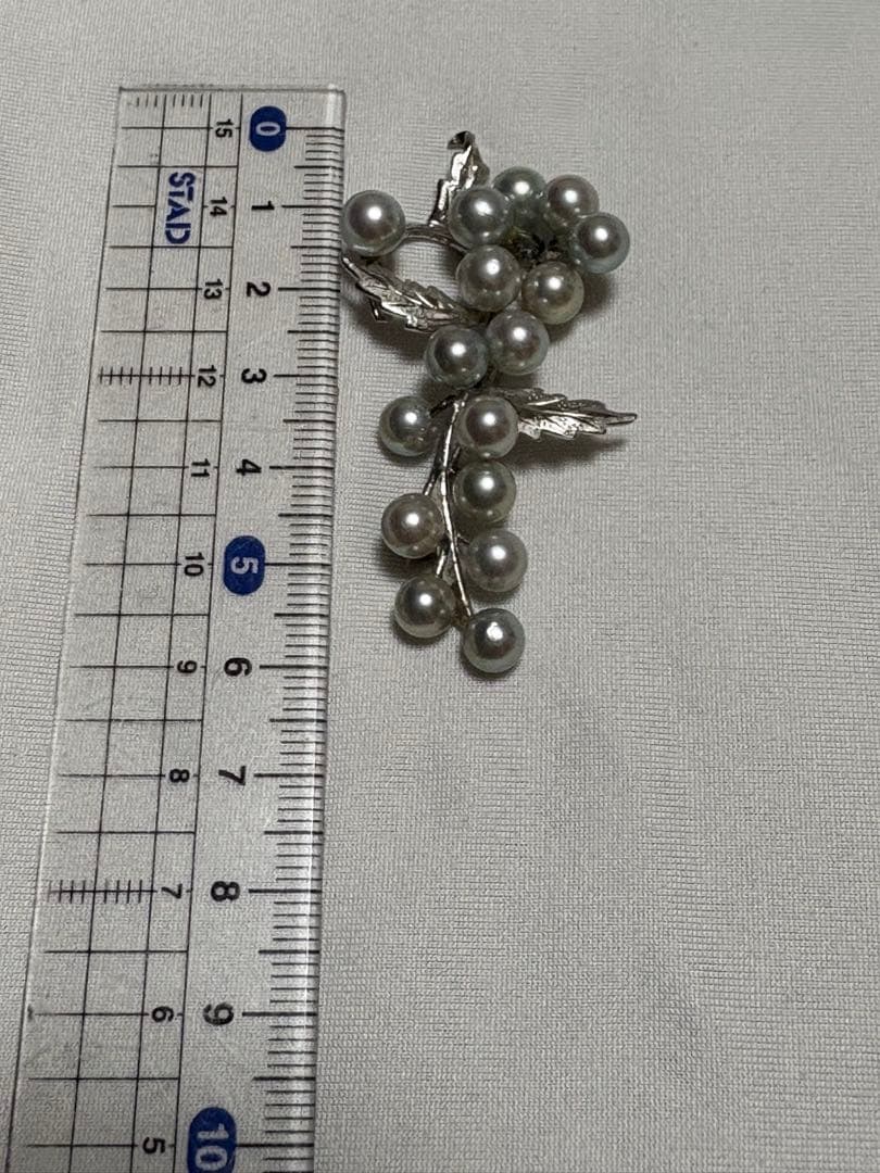ぶどうモチーフ あこや真珠 ブローチ STERLING刻印 フォーマル