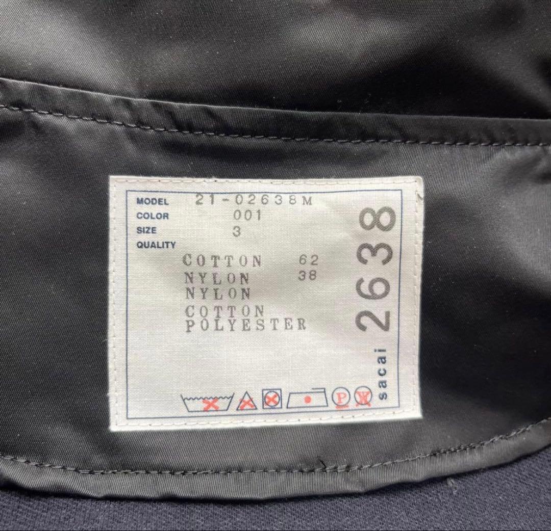 sacai ナイロンツイル　ドッキングパーカー サイズ3 黒