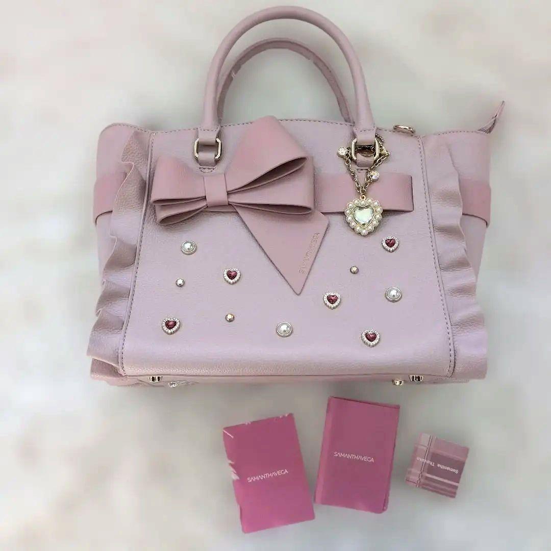 新品　タグ付き　ブロッサムリボンフラッター　ハンドバッグ　サマンサベガ ピンク