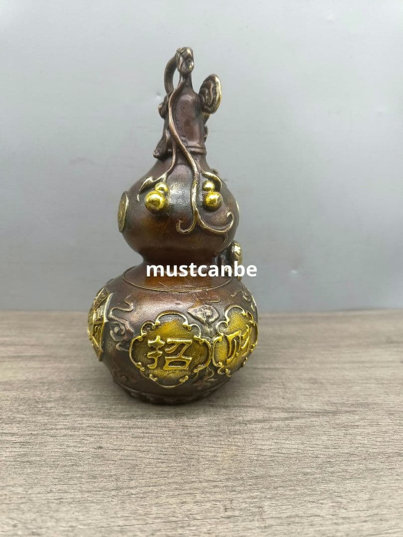 銅 細工 竜頭瓢簞 招財 納福 開運 風水 客間 玄関 装飾品 工芸品 置物