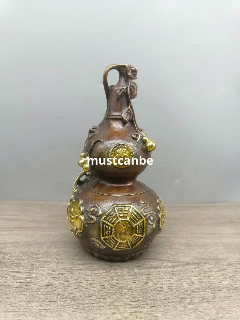 銅 細工 竜頭瓢簞 招財 納福 開運 風水 客間 玄関 装飾品 工芸品 置物