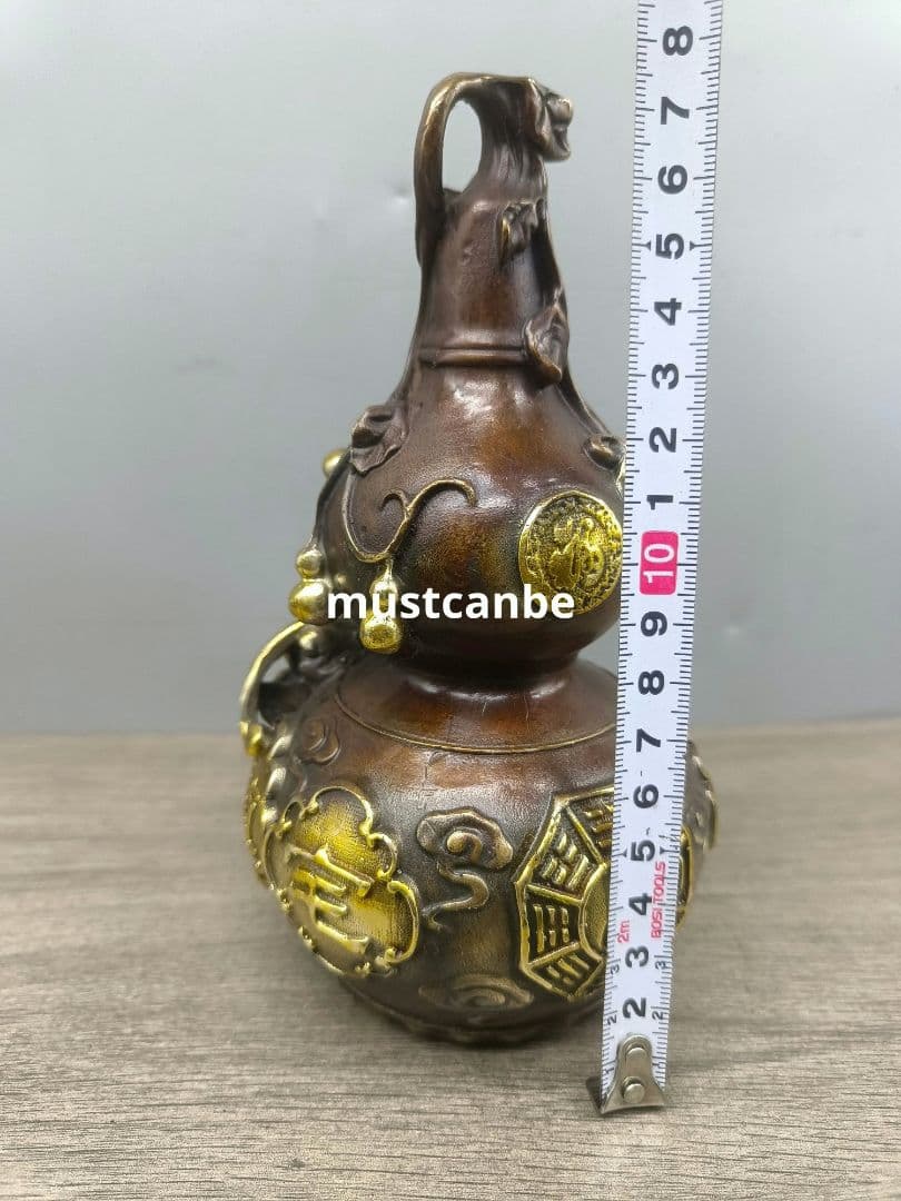 銅 細工 竜頭瓢簞 招財 納福 開運 風水 客間 玄関 装飾品 工芸品 置物