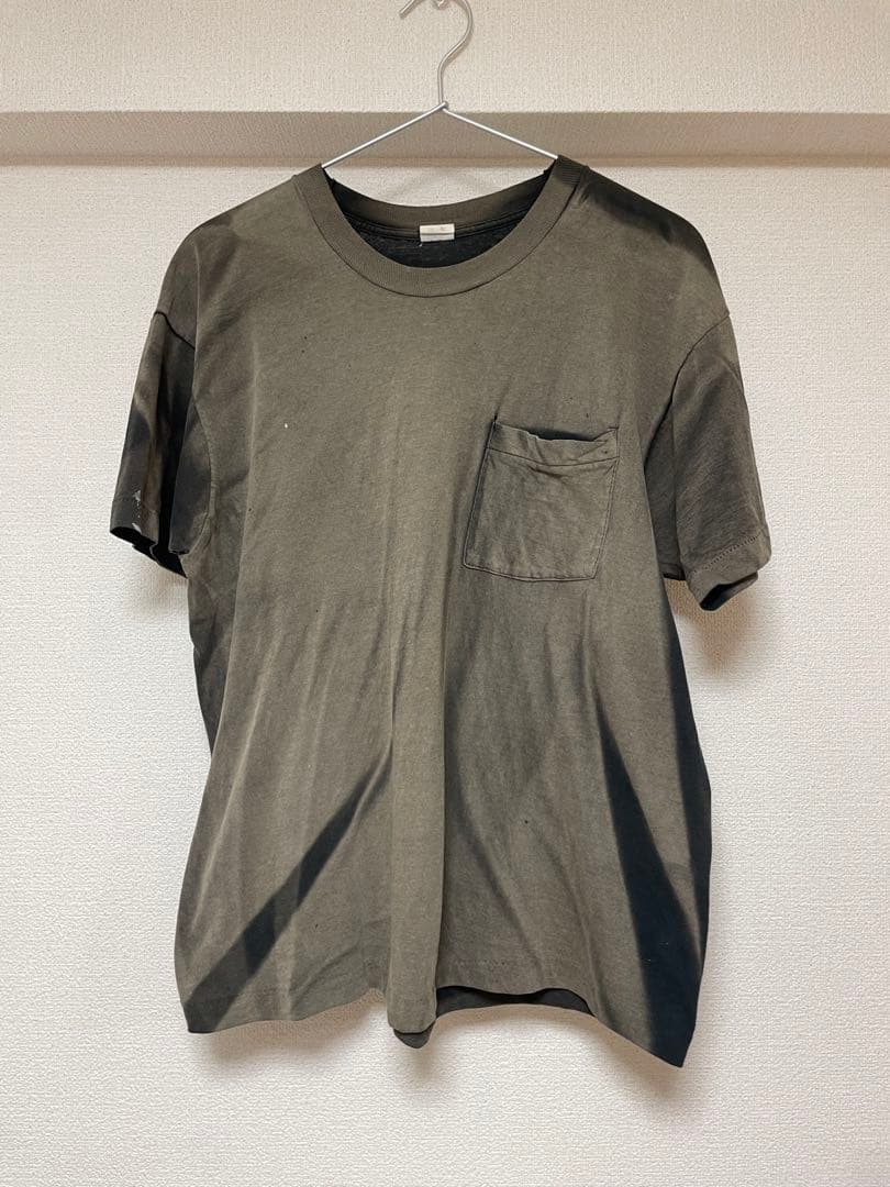 80s 90s USA製　胸ポケットTシャツ スーパーフェード　ブラック