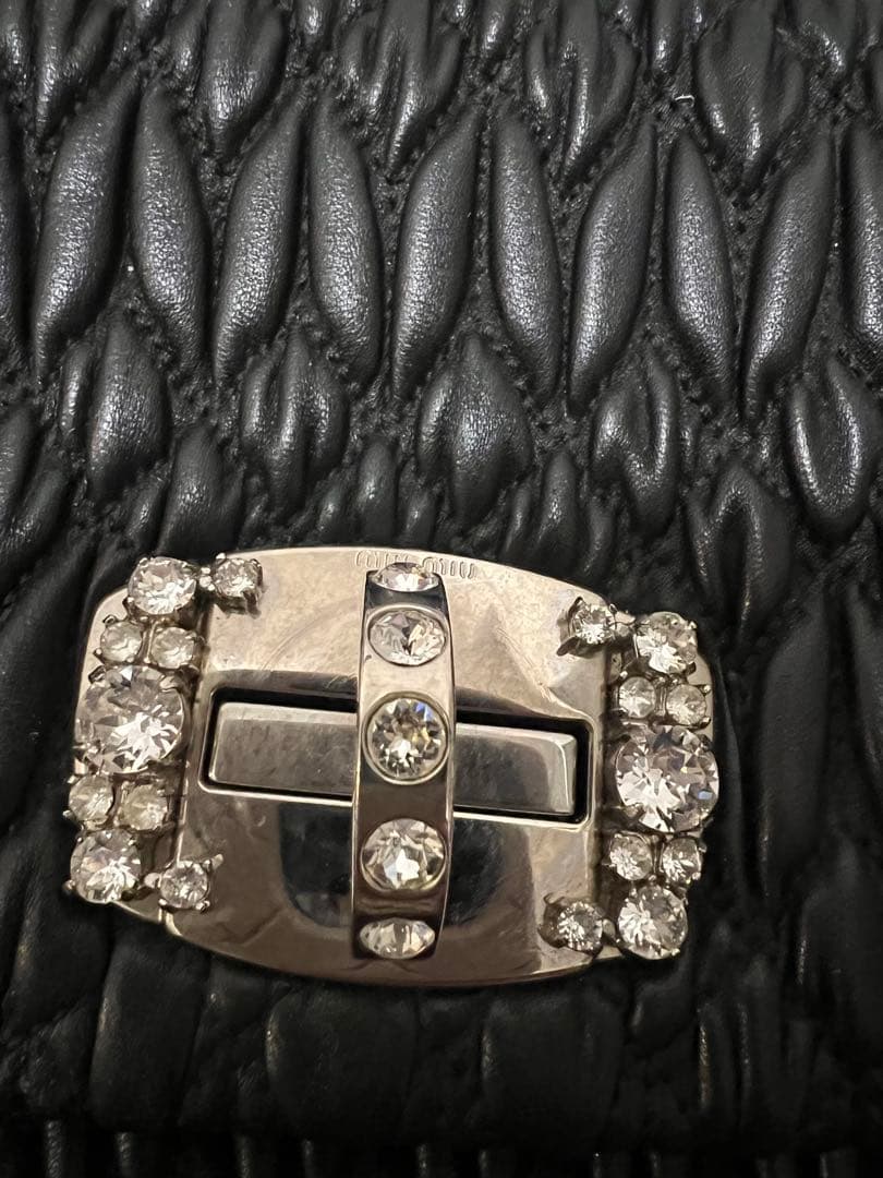 Miu Miu 黒　ナッパクリスタルビジューパーティーバッグ　クラッチバッグ