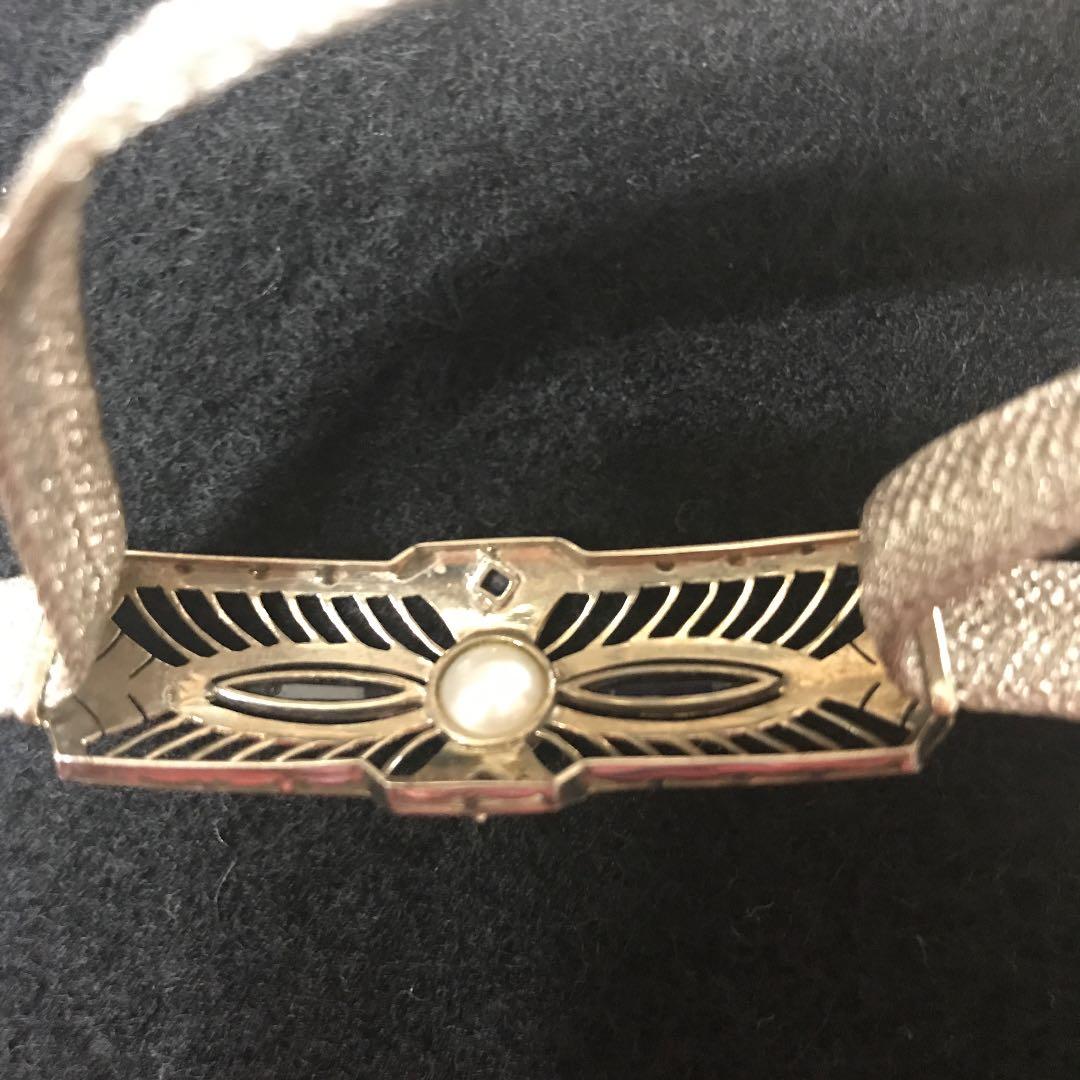 帯締め(銀細工石使い・銀糸帯)