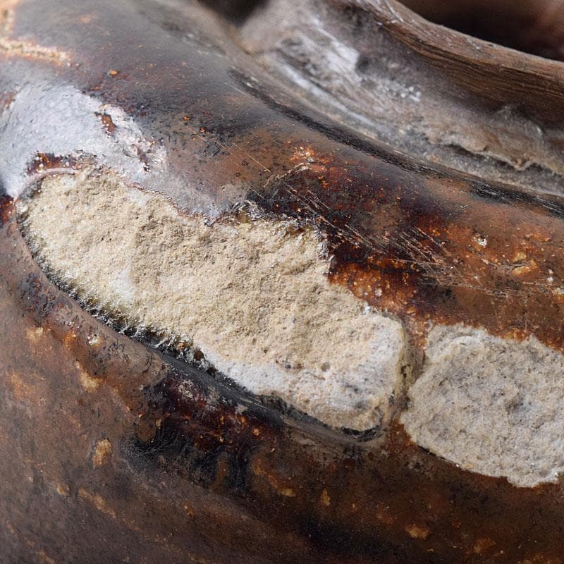 美濃古窯　黒褐釉　水滴　時代箱　V　R8278