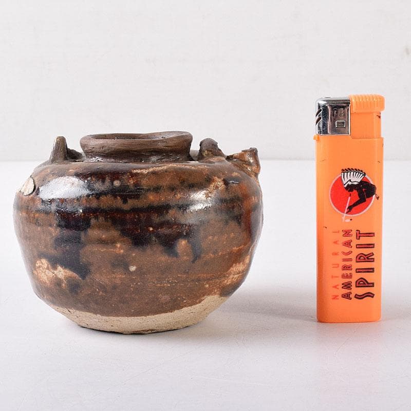 美濃古窯　黒褐釉　水滴　時代箱　V　R8278