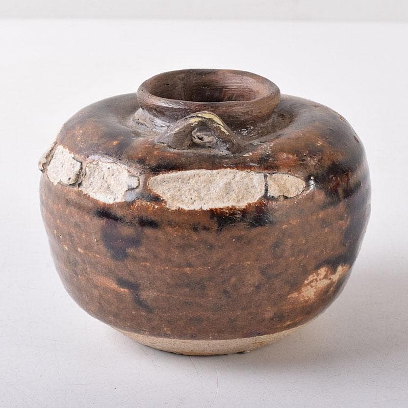 美濃古窯　黒褐釉　水滴　時代箱　V　R8278