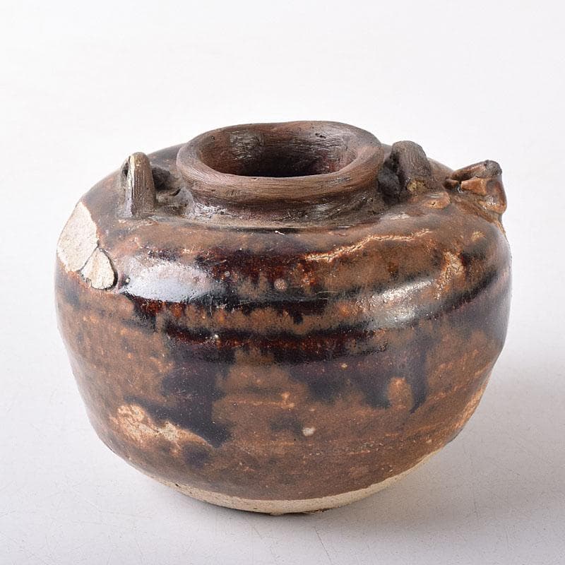 美濃古窯　黒褐釉　水滴　時代箱　V　R8278