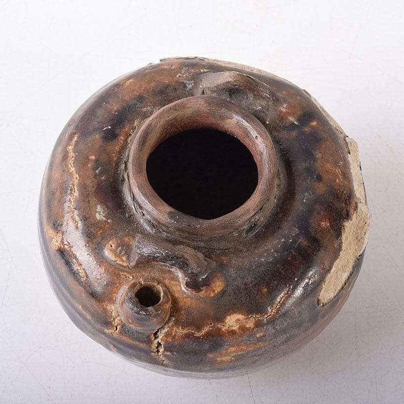 美濃古窯　黒褐釉　水滴　時代箱　V　R8278