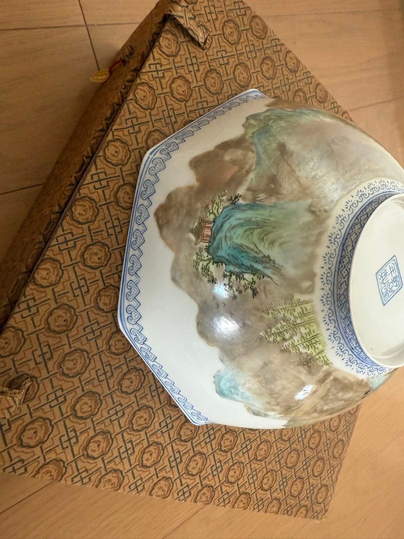 中国 景德鎮 山水　薄胎磁器 六角鉢 一客