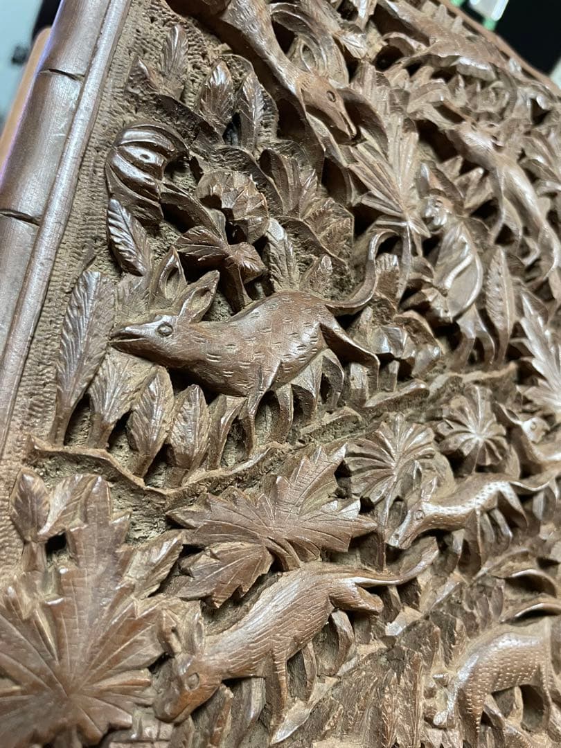 インド　アニマル　動物　カシミールヤギ　伝統工芸品　木製彫刻　ジュエルボックス