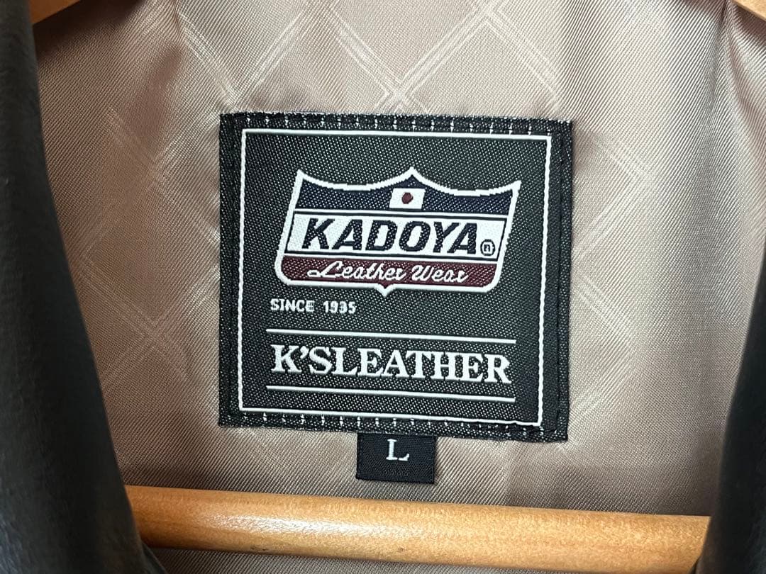 カドヤ襟付きシングルライダースTCR2サイズL /KADOYAレザージャケット