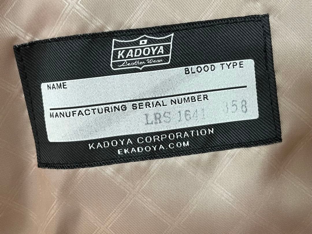 カドヤ襟付きシングルライダースTCR2サイズL /KADOYAレザージャケット