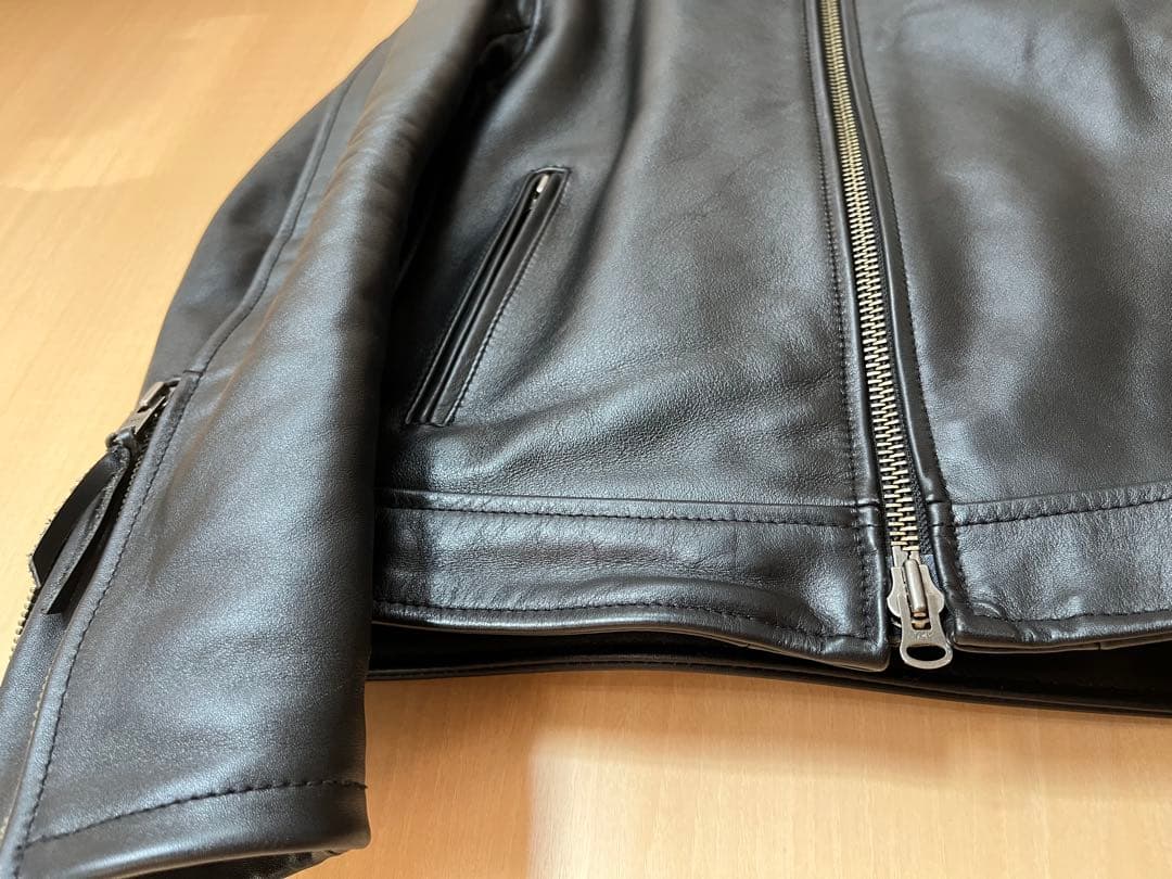 カドヤ襟付きシングルライダースTCR2サイズL /KADOYAレザージャケット