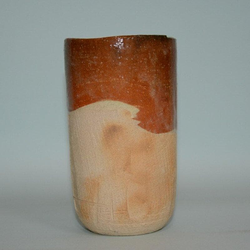 茶道具　楽焼　赤花入　慶入造　十五代吉左衛門極箱　古物　送料無料