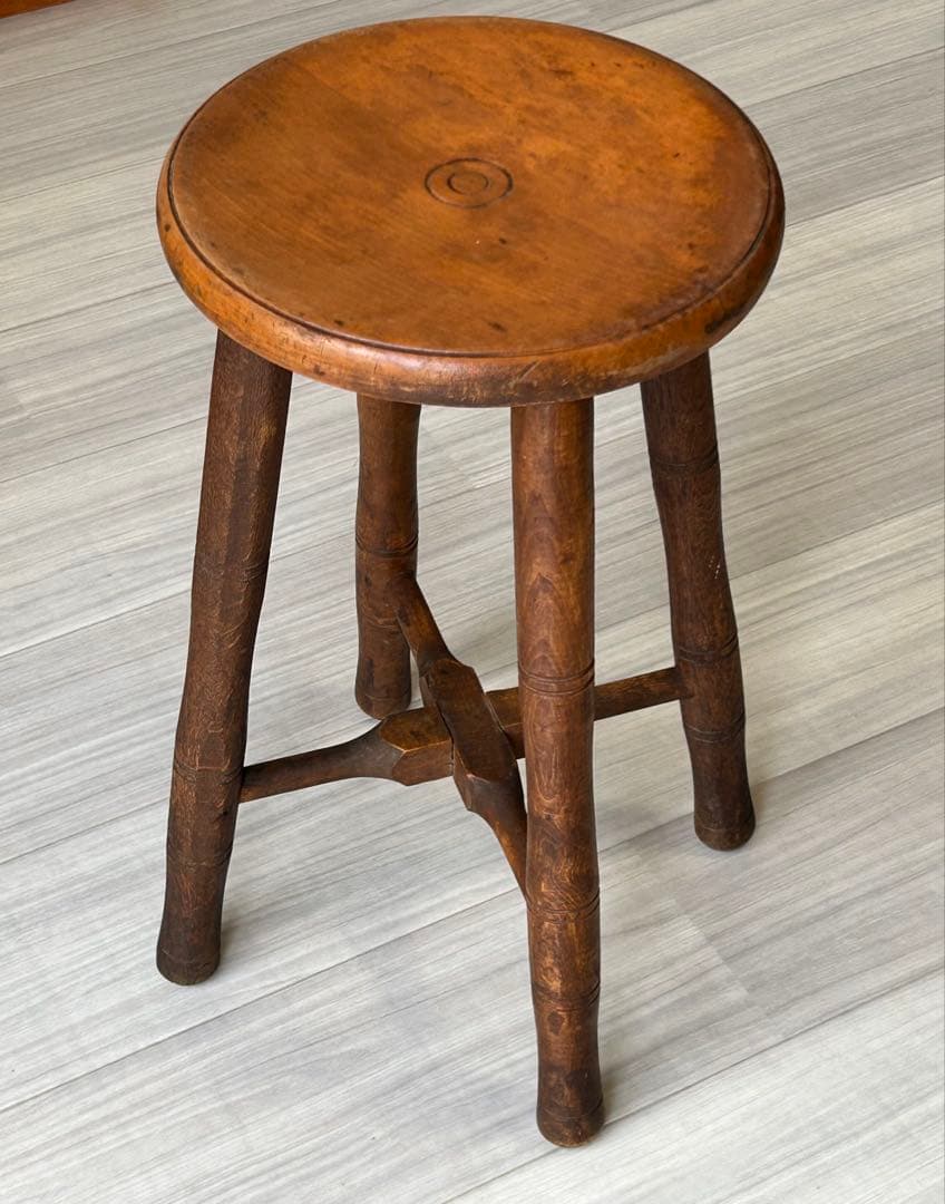 アンティーク 木製スツール　丸椅子　アトリエ　ビンテージ　古道具　チェア　レトロ